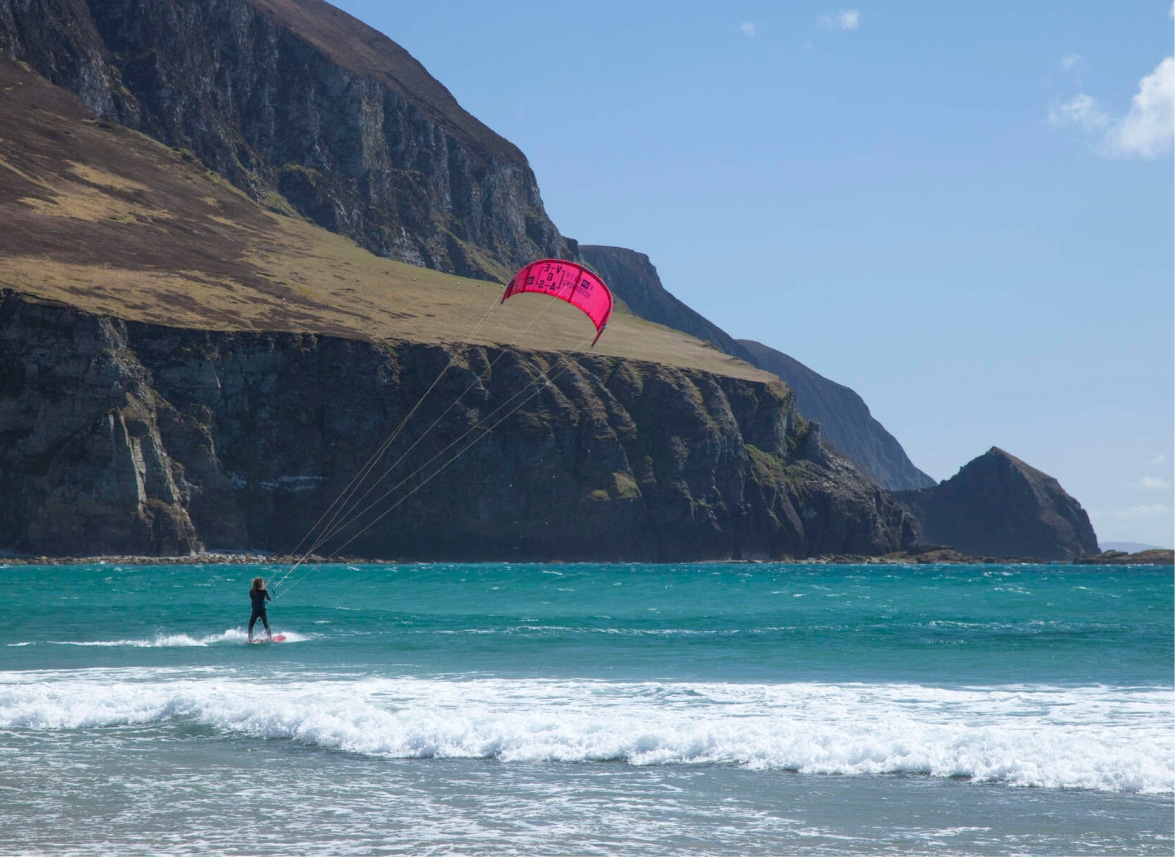 Kitesurfing, Keel Strand, Achill Island, Co. Mayo