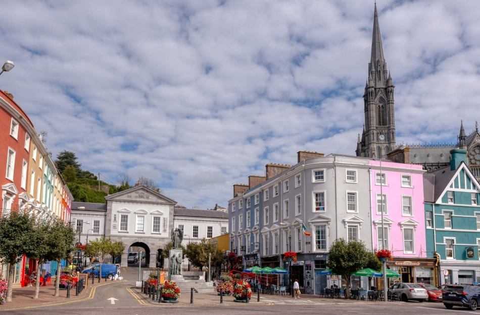 View of a street in Cobh, County Cork.