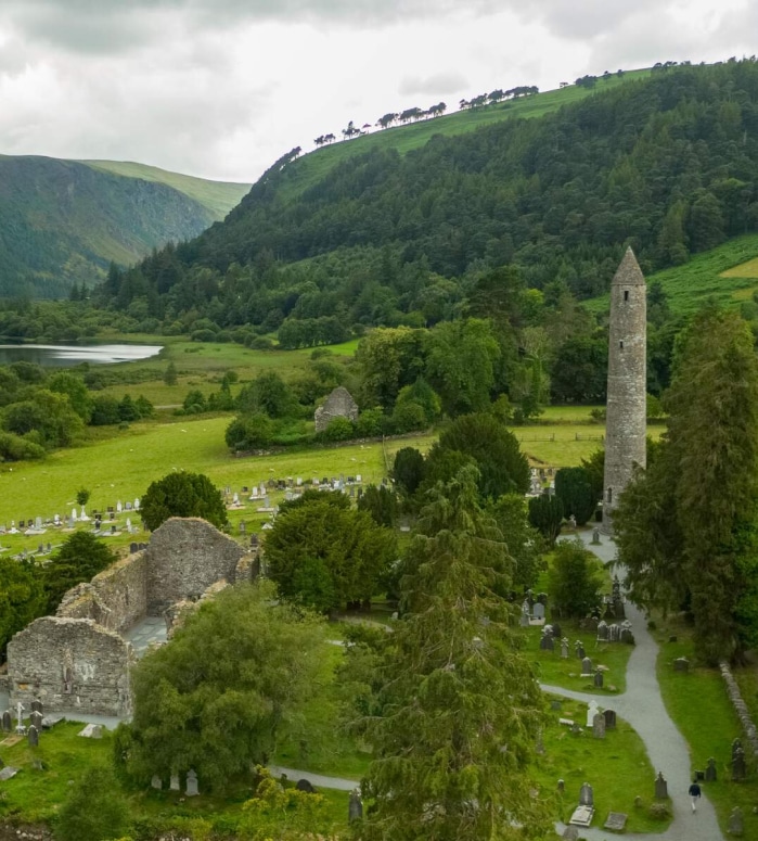 Aerial view of Glendalough in County Wicklow.