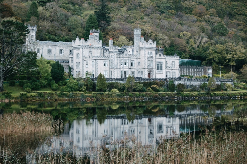 View of Kylemore Abbey, County Galway.