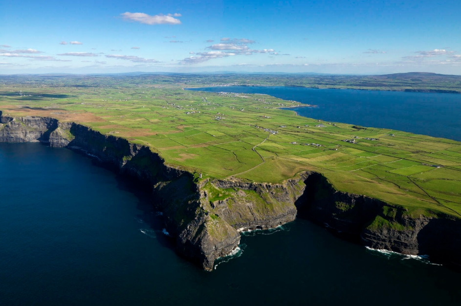 Aerial view of the Cliffs of Moher County Clare.